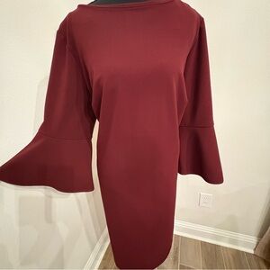 Calvin Klein Maroon Long Sleeve Dress